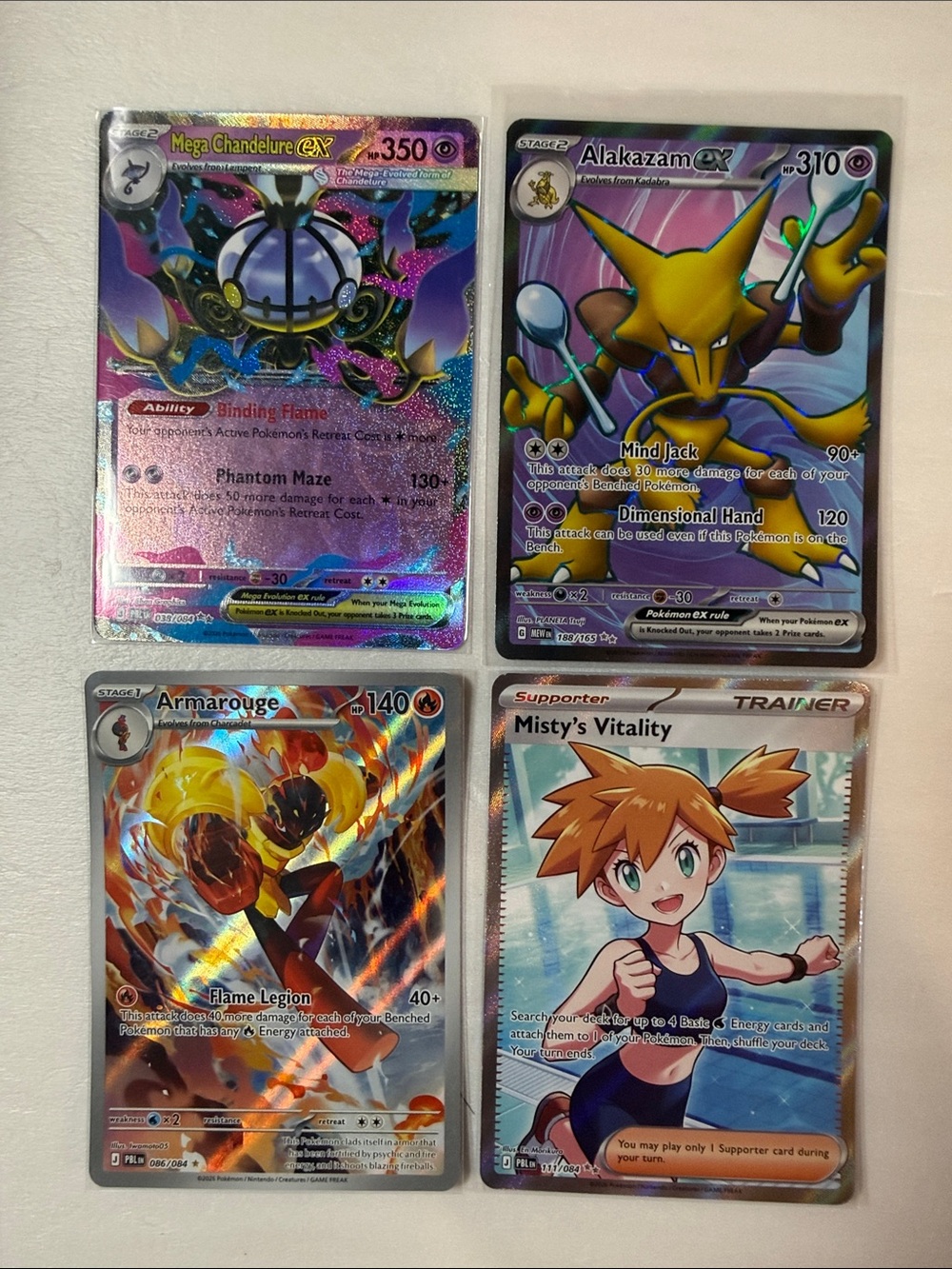 Pokemon Holo Card Set — Purple, Yellow, Orange, Blue